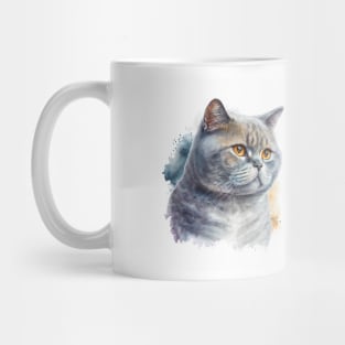 British Shorthair Cat Watercolour Painting Mug